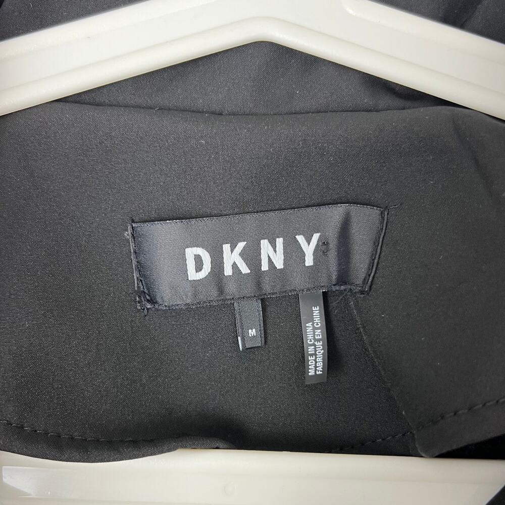 DKNY Black Hooded Belted Coat Women’s Medium Softshell Trench Jacket - Picture 5 of 8